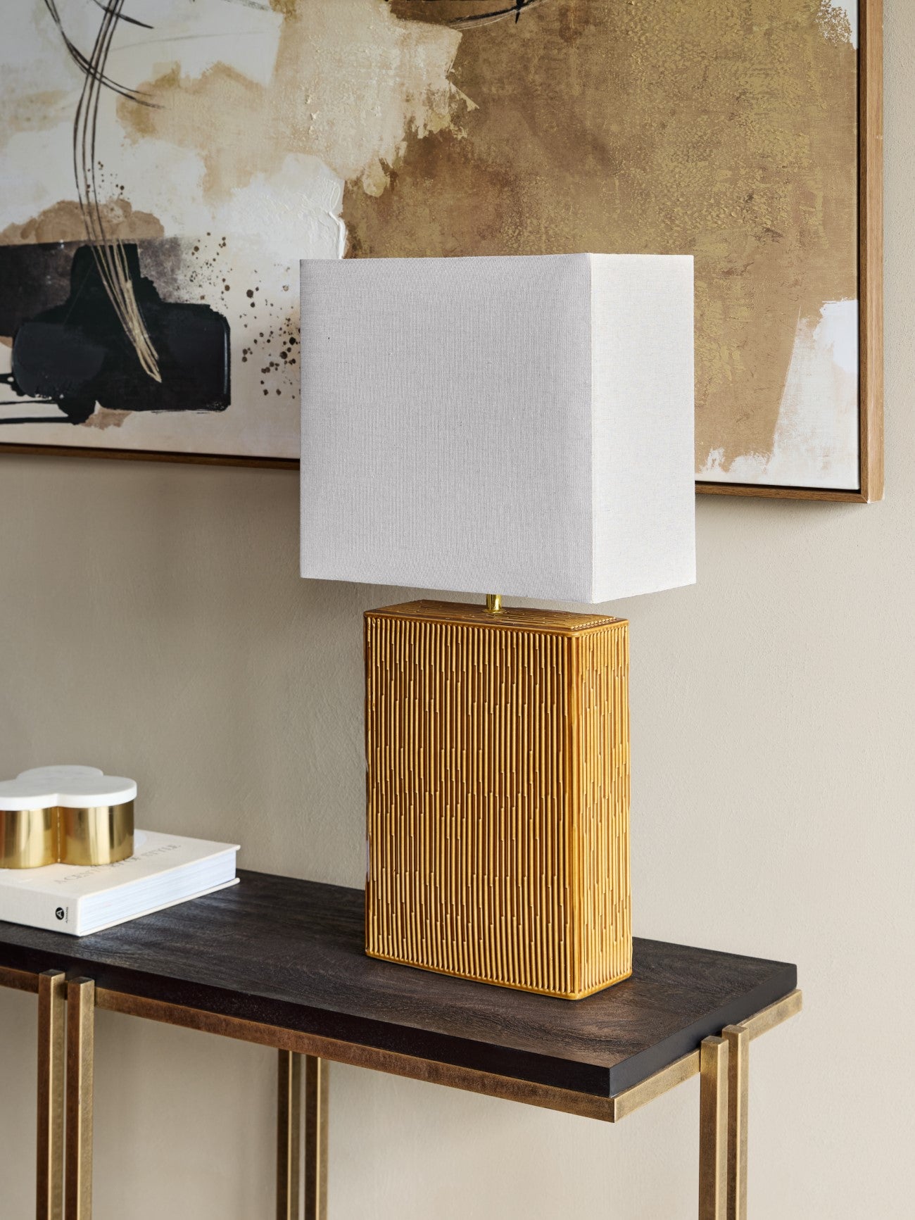 Elk Terracotta Ceramic Square Table Lamp